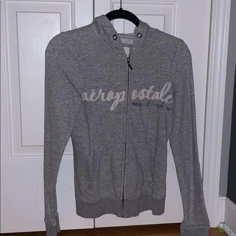aero gray zip up hoodie